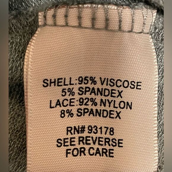 Philosophy Gray Sweater Dress Black Lace Front Pockets Women’s Large - Picture 8 of 9